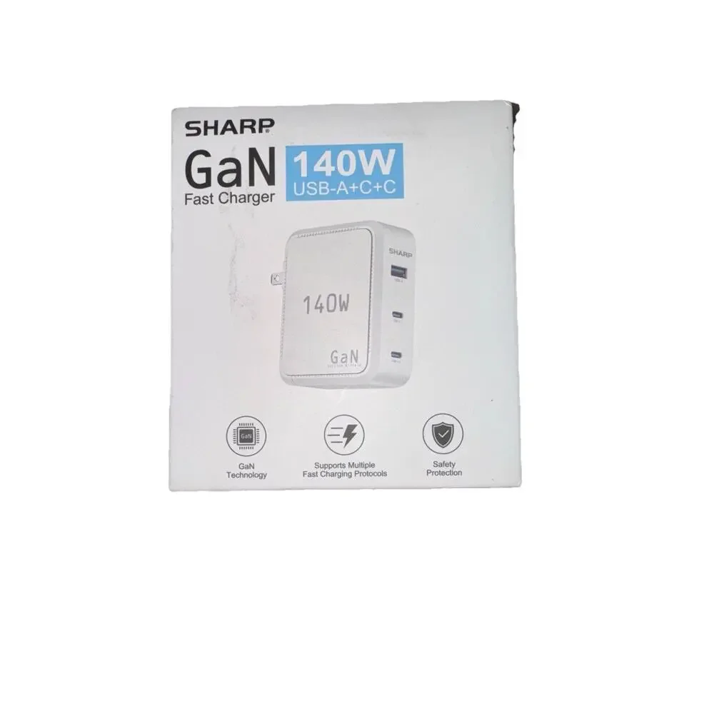140W USB C Charger, Compact Foldable GaN Fast Charge 3-Port (2 USB-C, 1 USB-A)
